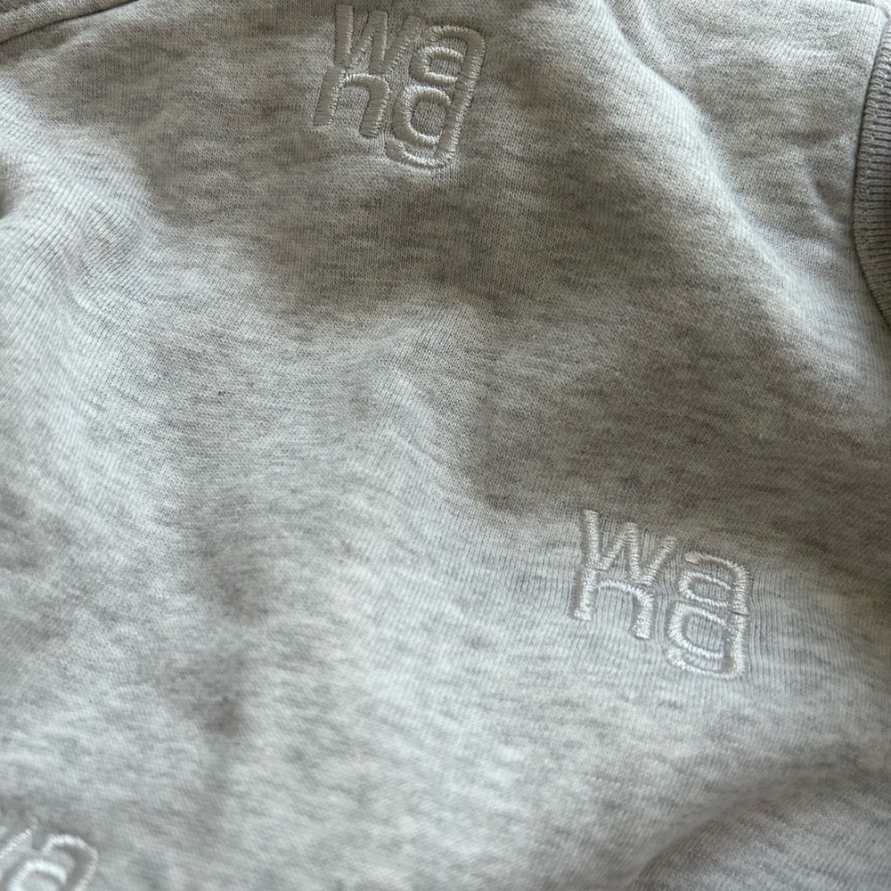 Alexander Wang All Over Logo Embroidery Monogram Turtleneck Sweatshirt Crop Top - Picture 17 of 17